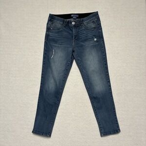 Democracy "Ab" Solution Ladies Blue Denim Jeans Size‎ 12 Slightly Distressed